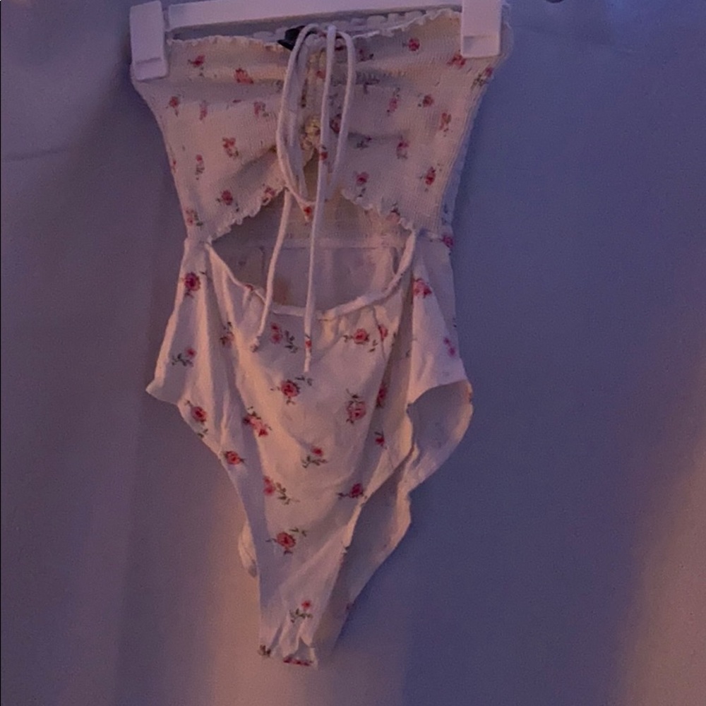 Strapless floral bodysuit